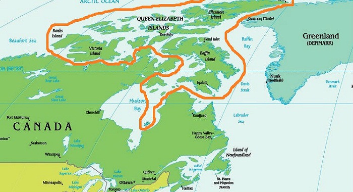 Канадский Приполярный архипелаг на карте. | Фото: yandex.kz.