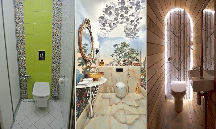 Интересные дизайнерские решения в оформлении туалетной комнаты.