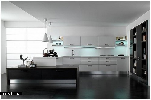 Стильные черно-белые дизайнерские кухни. Обзор