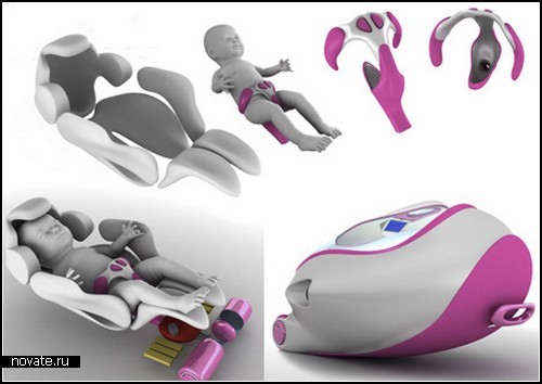 Концептуальная коляска-чемодан для транспортировки младенцев