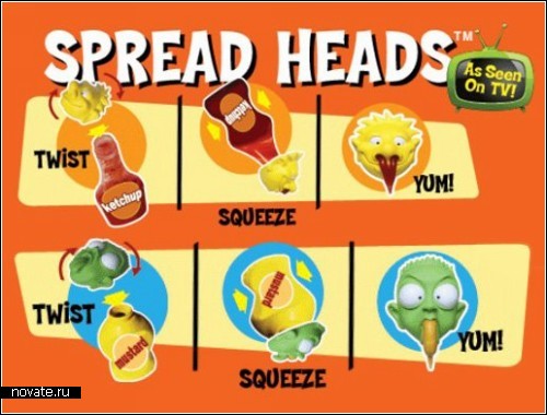 Кухонные игрушки SPREAD HEADS для выдавливания горчицы и кетчупа