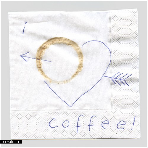 История любви к кофе на салфетках