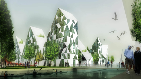 Дома словно айсберги – проект жилого комплекса в Дании