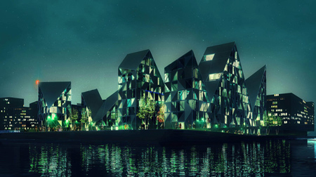 Дома словно айсберги – проект жилого комплекса в Дании