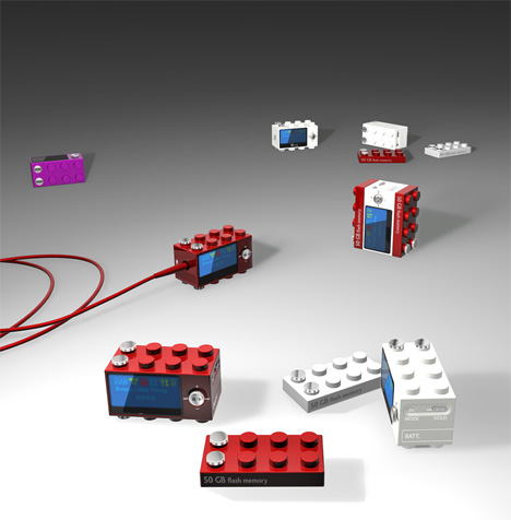 Концептуальный Blocky MP3 Player, в виде детали конструктора Лего