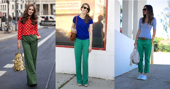 Зеленые брюки для смелых девушек
