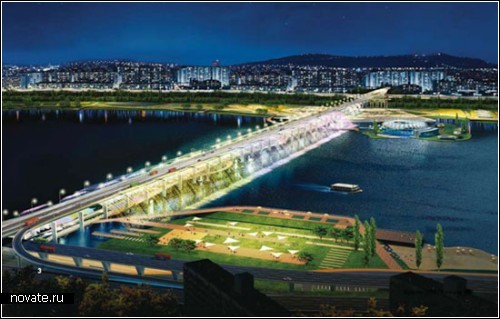 Сеульский мост с фонтаном и цветомузыкой