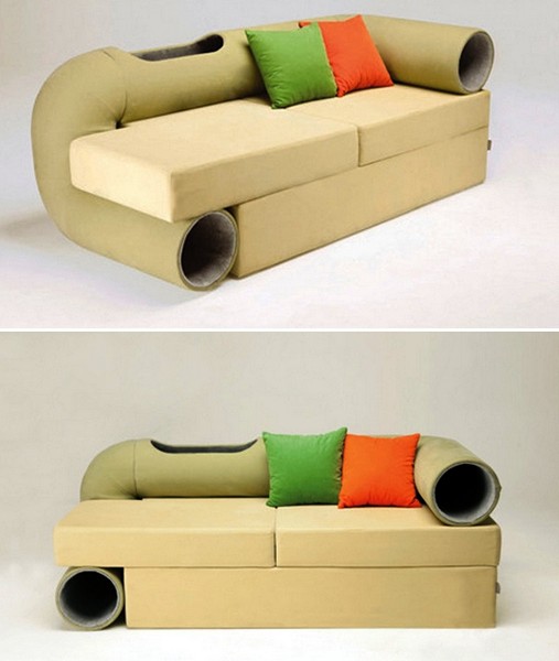 Дизайнерский диван Cat Tunnel Sofa,и коту, и хозяину на радость 