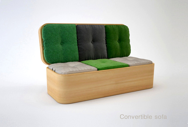 Convertible Sofa, диван, которые превращается в стол