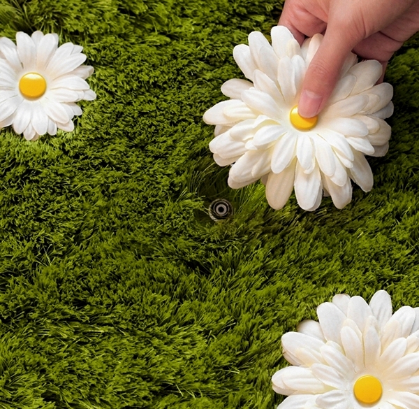 нарисованные красивые ромашки узор цветочный ковер - TenStickers