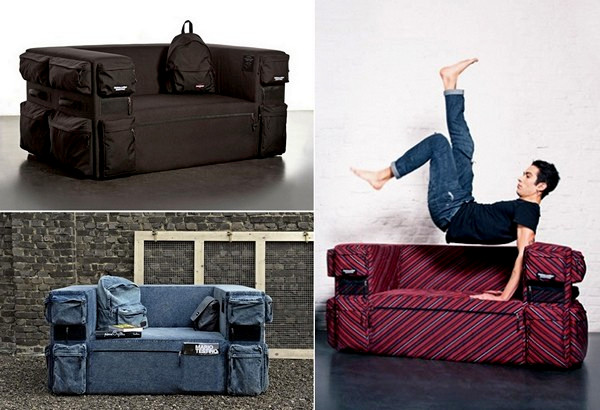 Eastpak Pocket Sofa, дизайнерский диван-рюкзак с множеством карманов