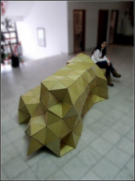 Деревянное оригами, скамейка Origami Forum