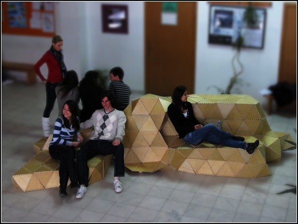 Деревянное оригами, скамейка Origami Forum
