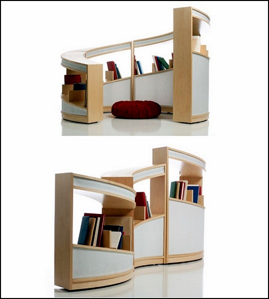 Nautilus shelving system, книжное святилище от Алисии Бастиан (Alicia Bastian)