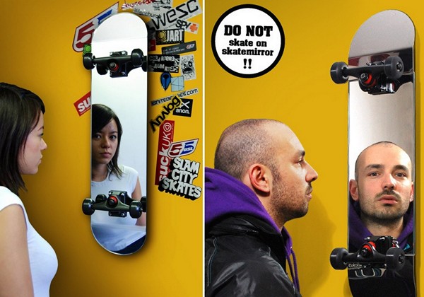 Skateboard Mirror, стильное, яркое, дизайнерское зеркало в виде скейтборда