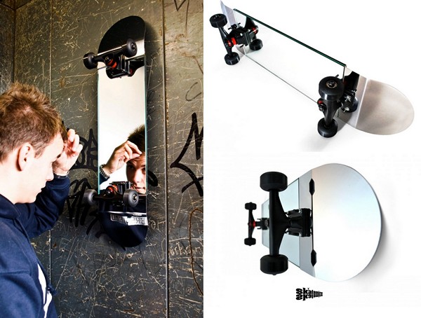 Skateboard Mirror, стильное, яркое, дизайнерское зеркало в виде скейтборда