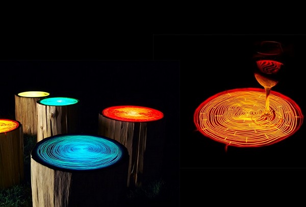 Пеньки-светильники Tree Ring Lights. Необычные табуреты с подсветкой от Judson Beaumont