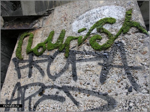 Замшелые граффити на каменных стенах