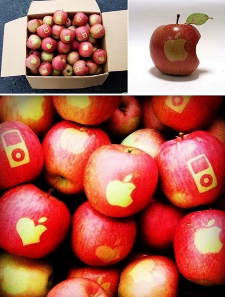 Яблоки с *татуировками* в стиле Apple