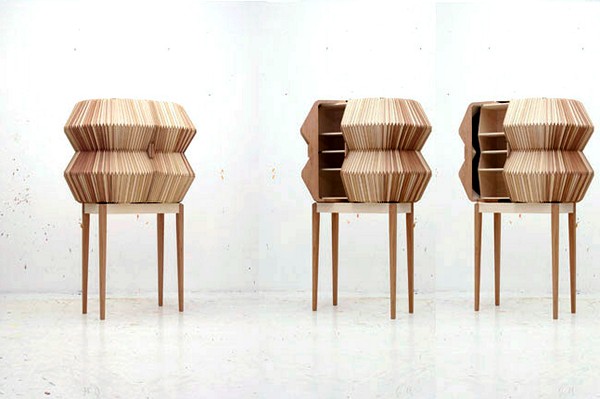 Accordion Cabinet, деревянный дизайнерский шкаф-аккордеон