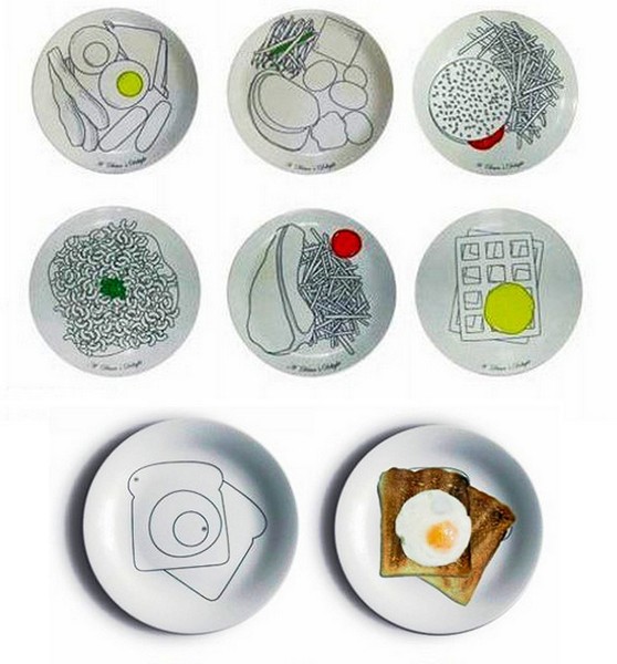 Тарелки с рисунками завтраков