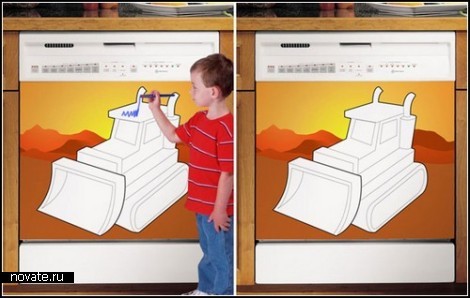 Виниловые наклейки для детского творчества на стиральной машинке