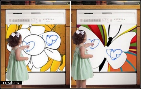 Виниловые наклейки для детского творчества на стиральной машинке