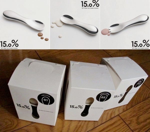Три дизайнерские ложки для мороженого из серии «15,0%»