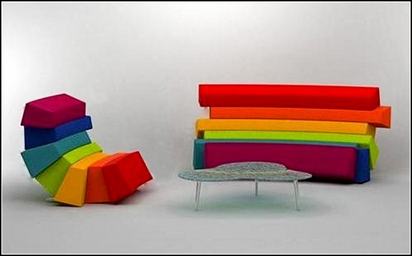 Iris - разноцветный диван из трех кресел