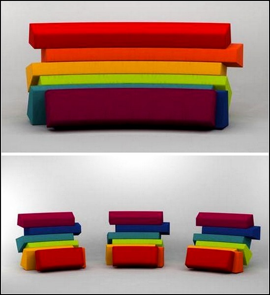 Iris - разноцветный диван из трех кресел