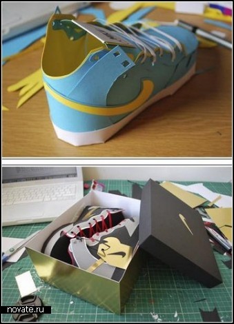 Креативные кроссовки Nike из цветной бумаги