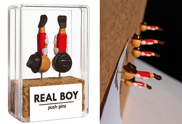 Real Boy Pins, прикольные офисные кнопки в виде Пиноккио