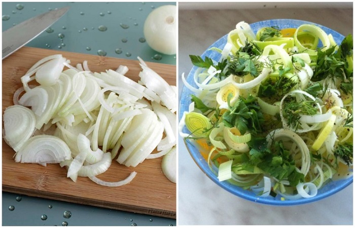 Добавляйте лук в салат сразу после нарезки, чтобы он не потерял вкус