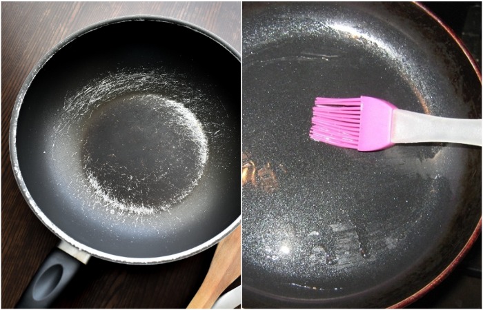 Для смазывания сковороды используйте кисть. / Фото: za-edoy.ru