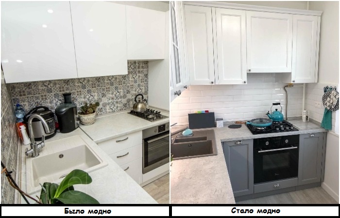 Матовый кухонный гарнитур выглядит более естественно