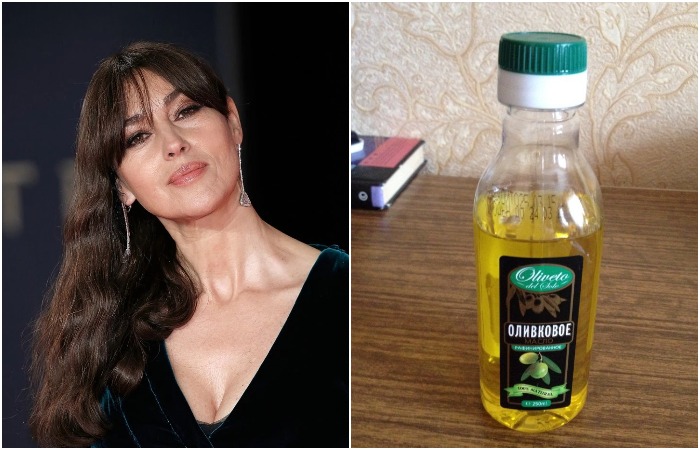 Моника использует оливковое масло для блеска волос Моника использует оливковое масло для блеска волос