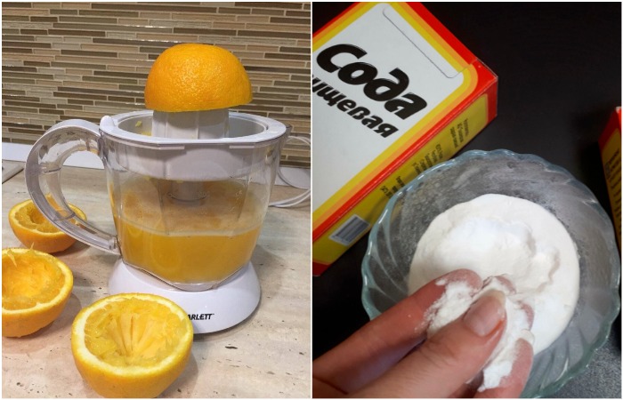 Сделайте маску из соды и апельсинового сока