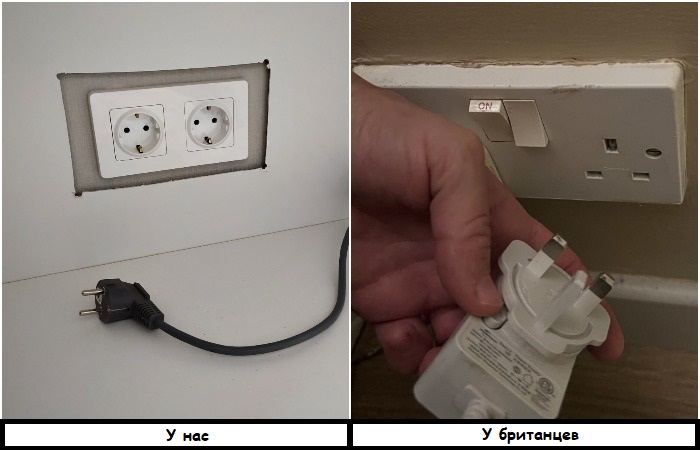 Такими розетками пользуются в Великобритании. / Фото: telegra.ph 