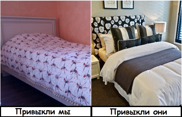 Российские хозяйки привыкли просто накрывать кровать покрывалом