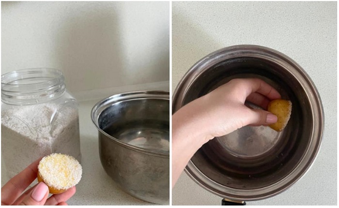 Очистите грязную кастрюлю половинкой картофеля с солью. / Изображение: дзен-канал technotion