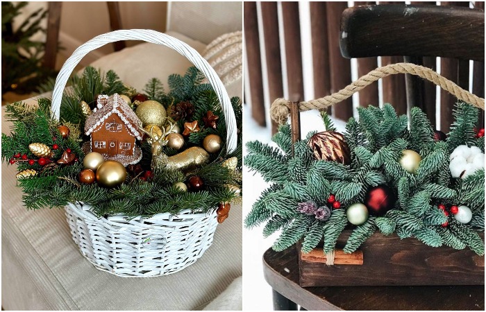 В качестве основы подойдет и плетеная, и деревянная корзина