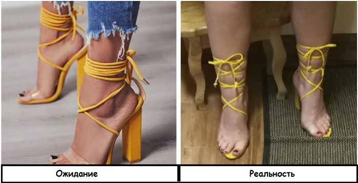 Если обувь выглядит красиво на картинке, это не значит, что на ноге она будет выглядеть так же