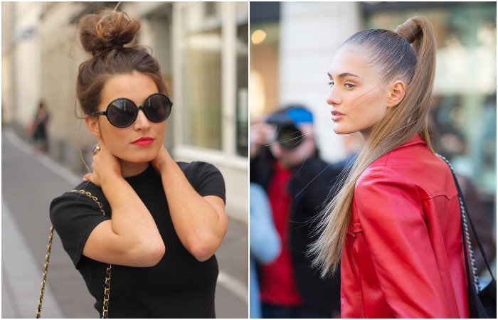 Отличный вариант – конский хвост или высокий пучок Отличный вариант – конский хвост или высокий пучок