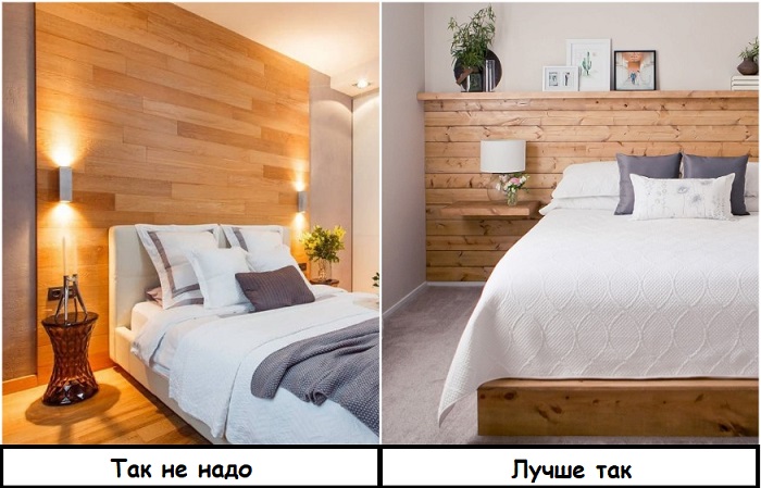 Изголовье кровати лучше делать из дерева, а не ламината