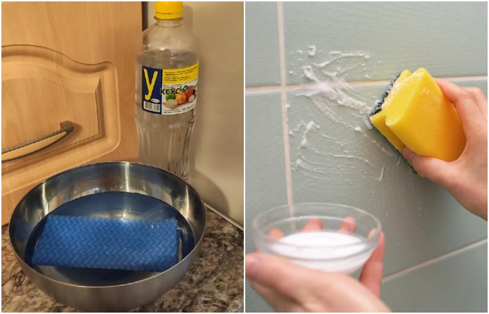 Используйте раствор уксуса и пасту из соды Используйте раствор уксуса и пасту из соды