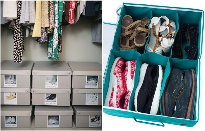 Обувь можно хранить в коробках или в специальном органайзере