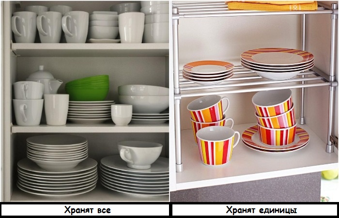 В шкафчике можно установить этажерку для посуды