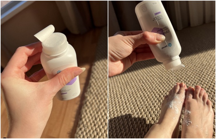 Присыпка помогает ногам не потеть и не издавать неприятный запах