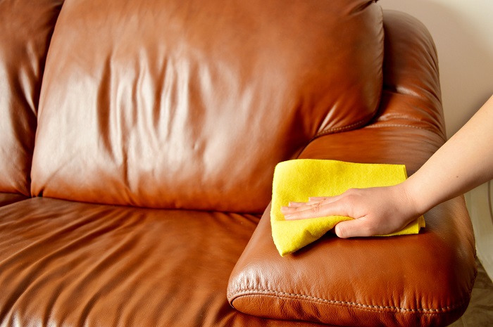 Кожаный диван можно просто протереть влажной тряпкой. / Фото: intelligent-design.ru