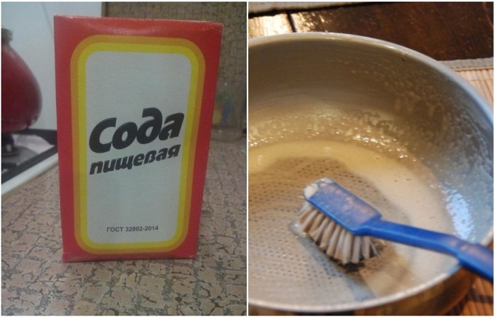 Посуду можно почистить содой. / Фото: syl.ru
